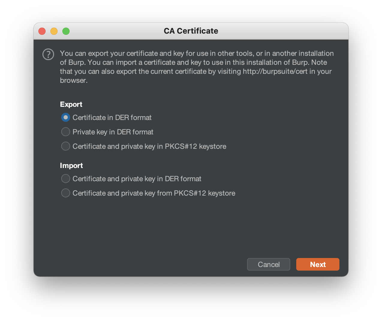 Certificate Export