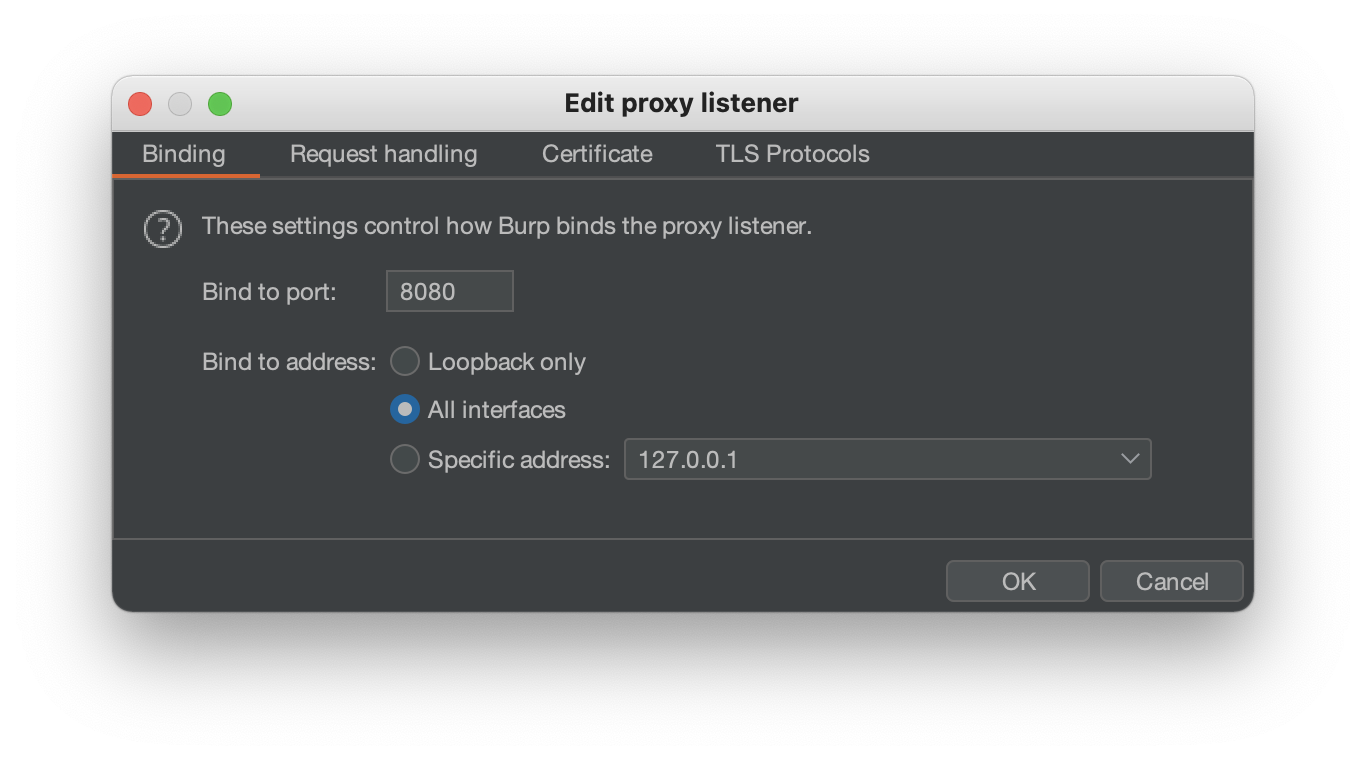 Proxy Listener Settings